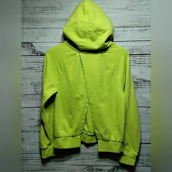Athleta Moonrise Lime Green Open Black Athletic Hoodie Neon size Small - Picture 8 of 10